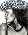 Drawn in charcoal, inspired by a National Geographic photo of a French Polynesian woman, 1996?